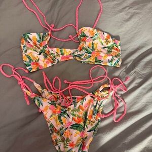 Kulani Kinis Pink Tropical Floral Bikini Set